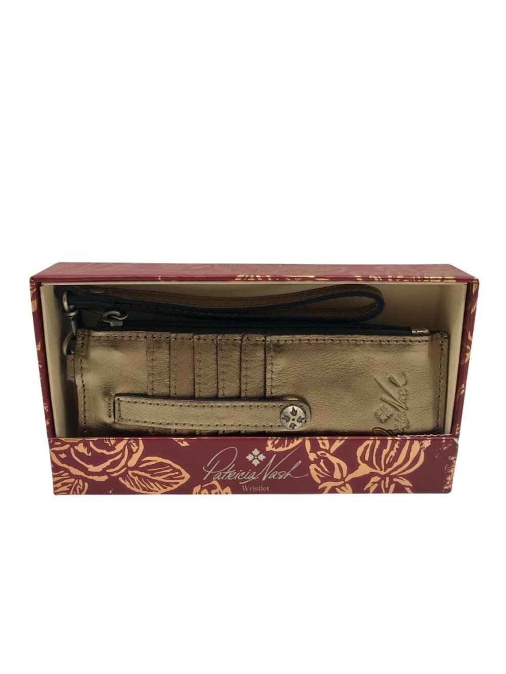 Patricia Nash Metallic Gold Leather Wristlet Wallet